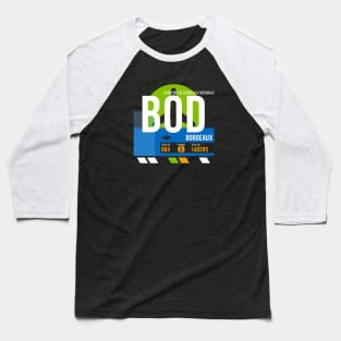 Bordeaux (BOD) Airport // Retro Sunset Baggage Tag Baseball T-Shirt